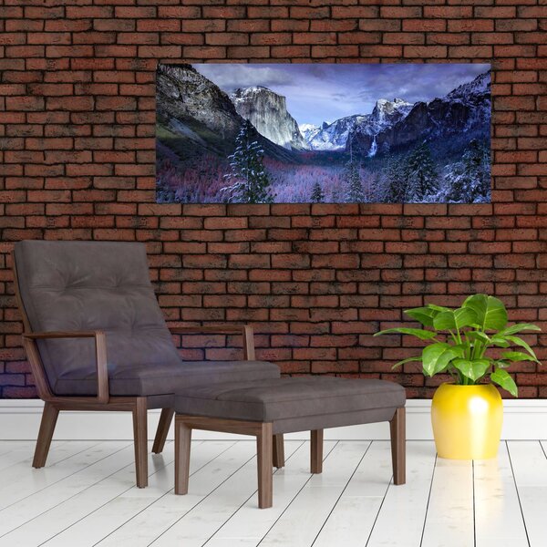Tablou cu peisaj montan iarna (120x50 cm)