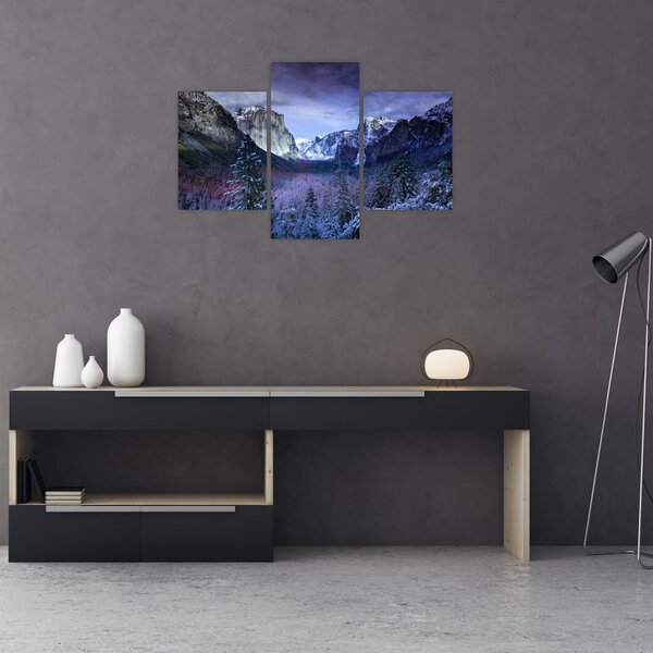 Tablou cu peisaj montan iarna (90x60 cm)