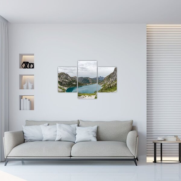 Tablou cu lac în munți (90x60 cm)