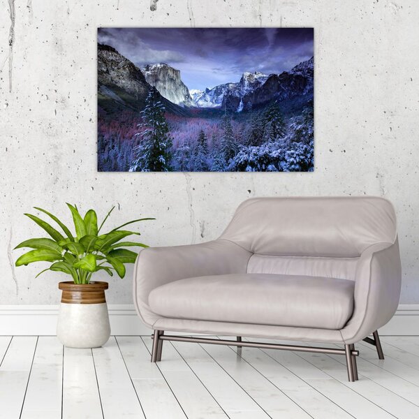 Tablou cu peisaj montan iarna (90x60 cm)