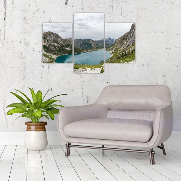 Tablou cu lac în munți (90x60 cm)