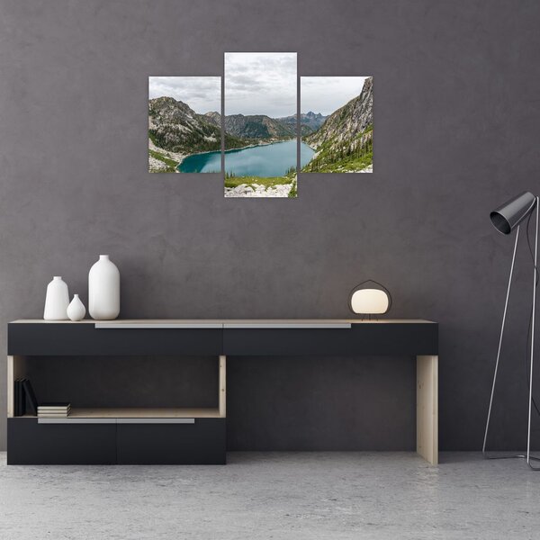 Tablou cu lac în munți (90x60 cm)