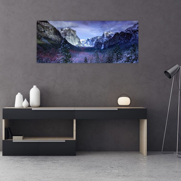 Tablou cu peisaj montan iarna (120x50 cm)