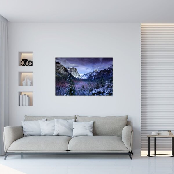Tablou cu peisaj montan iarna (90x60 cm)