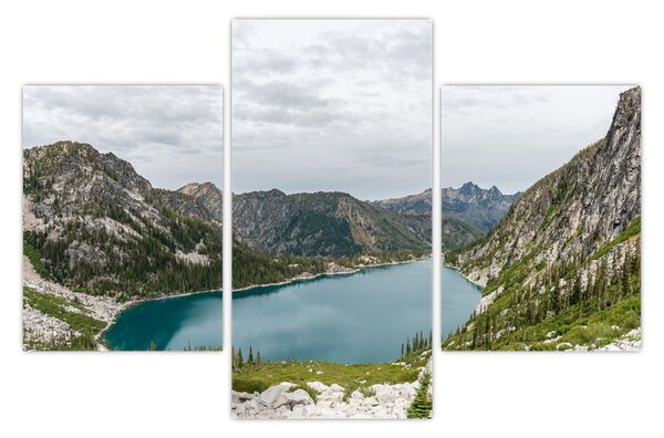 Tablou cu lac în munți (90x60 cm)