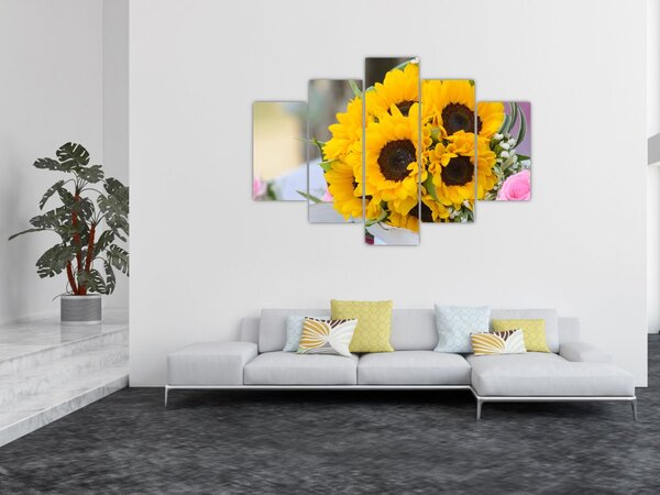 Tablou cu buchetul miresii de floarea soarelui (150x105 cm)