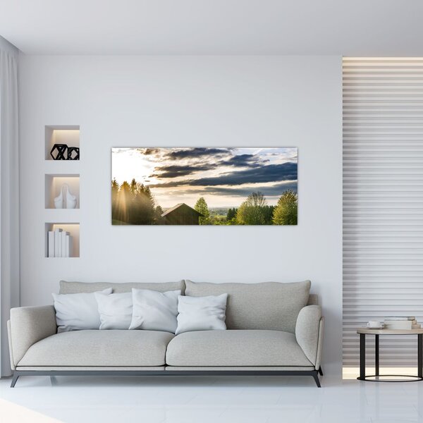 Tablou cabana în pădure (120x50 cm)