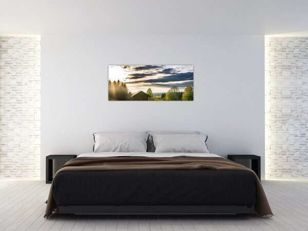 Tablou cabana în pădure (120x50 cm)