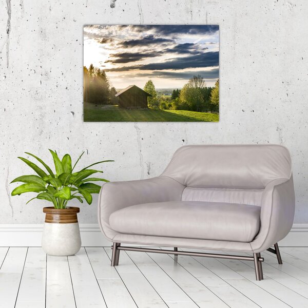 Tablou cabana în pădure (70x50 cm)