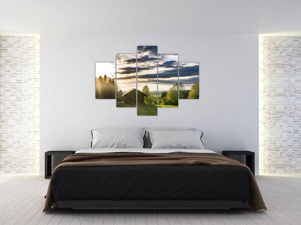 Tablou cabana în pădure (150x105 cm)