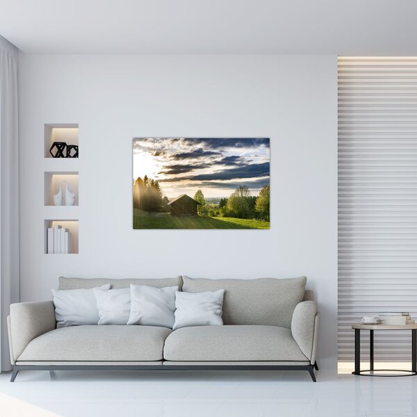 Tablou cabana în pădure (90x60 cm)