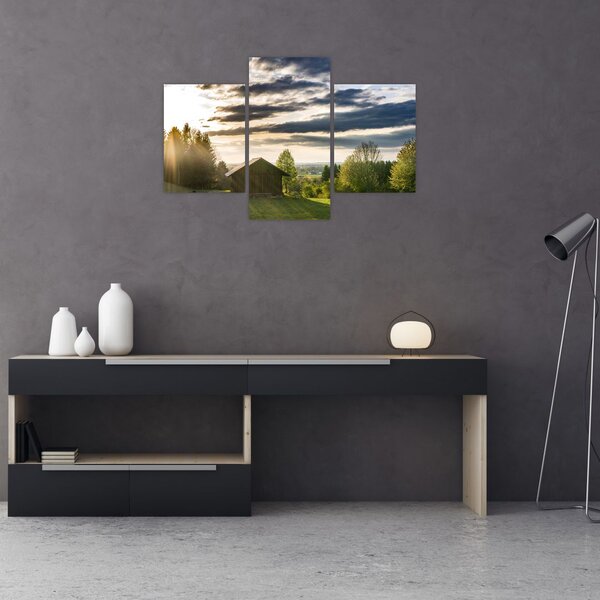 Tablou cabana în pădure (90x60 cm)