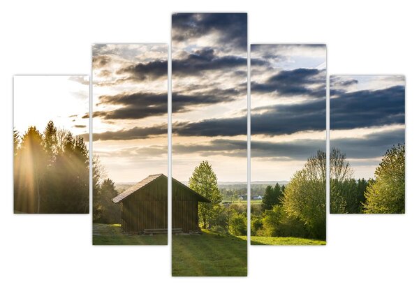 Tablou cabana în pădure (150x105 cm)