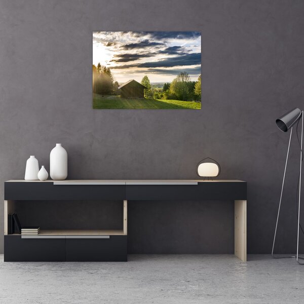 Tablou cabana în pădure (70x50 cm)