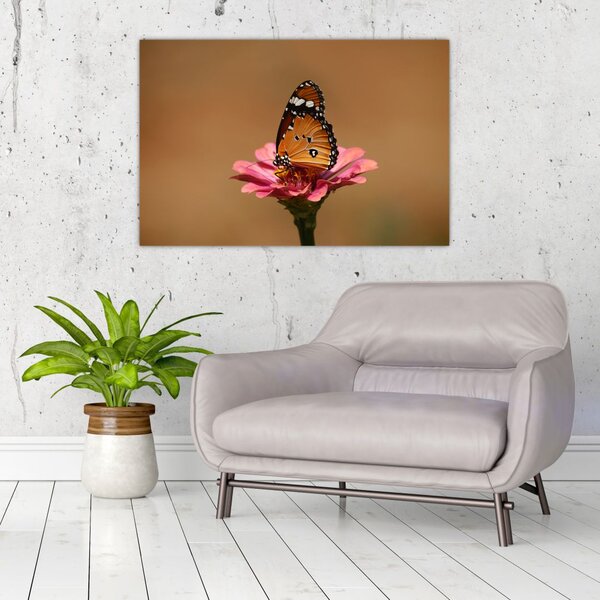 Tablou cu fluture pe floare (90x60 cm)