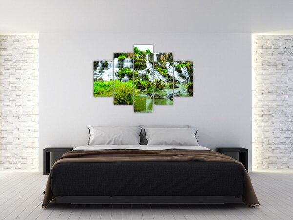 Tablou - cascade cu plante (150x105 cm)