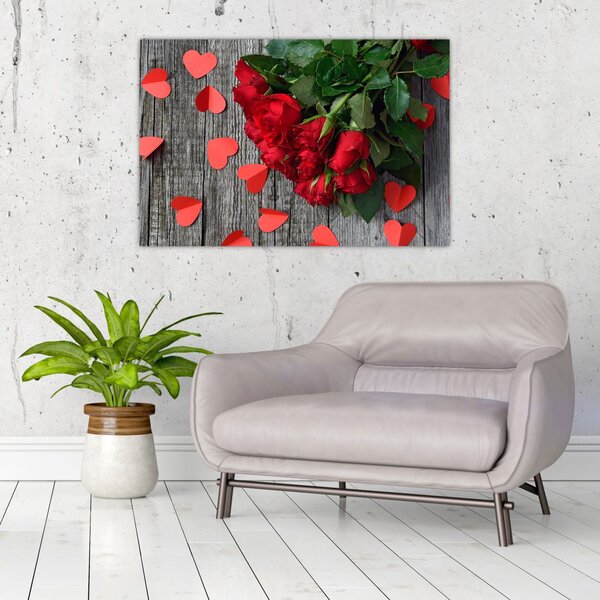 Tablou - cu buchet de flori (90x60 cm)
