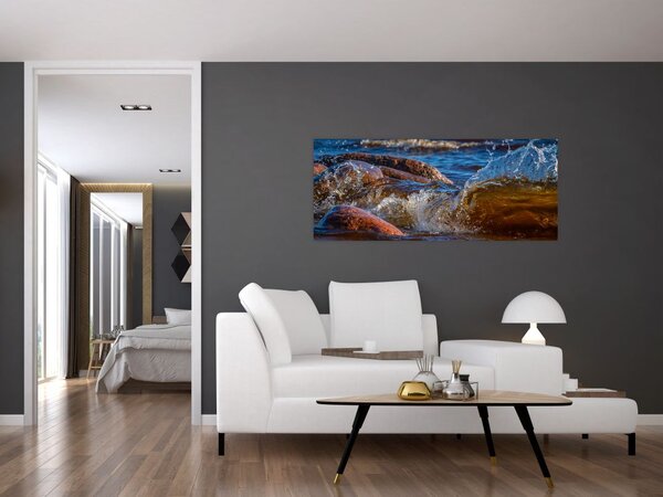 Tablou detailat - apa între pietre (120x50 cm)
