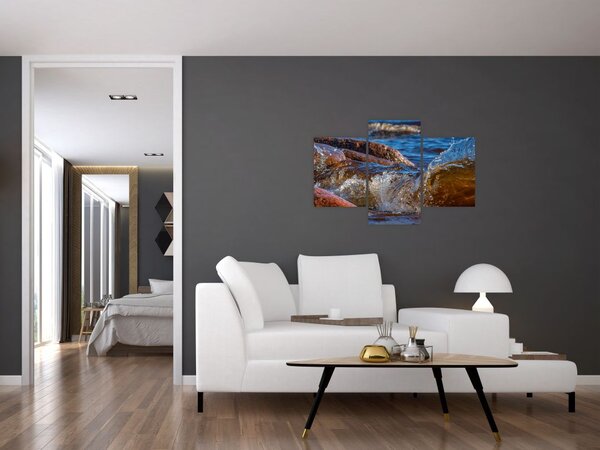 Tablou detailat - apa între pietre (90x60 cm)