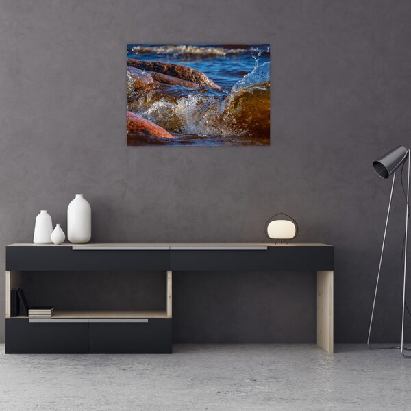 Tablou detailat - apa între pietre (70x50 cm)