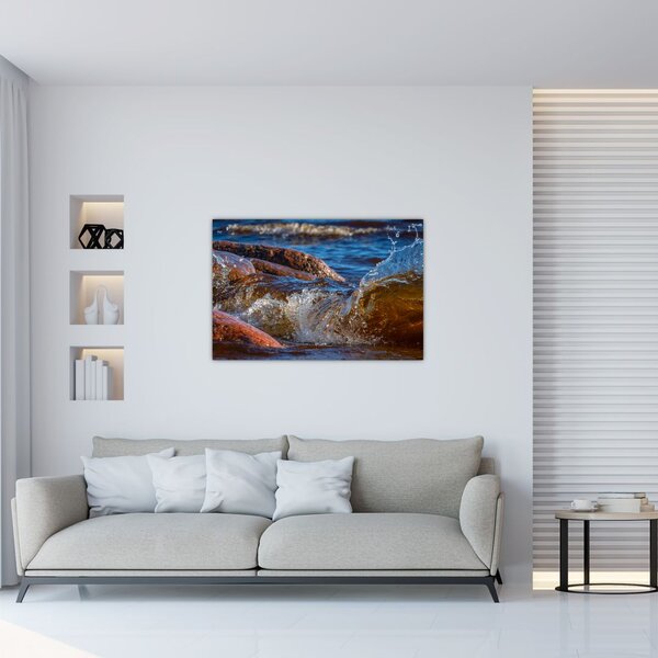 Tablou detailat - apa între pietre (90x60 cm)