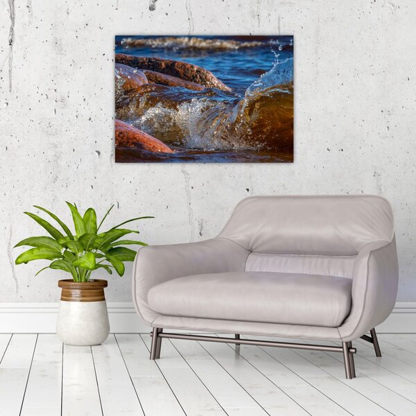 Tablou detailat - apa între pietre (70x50 cm)