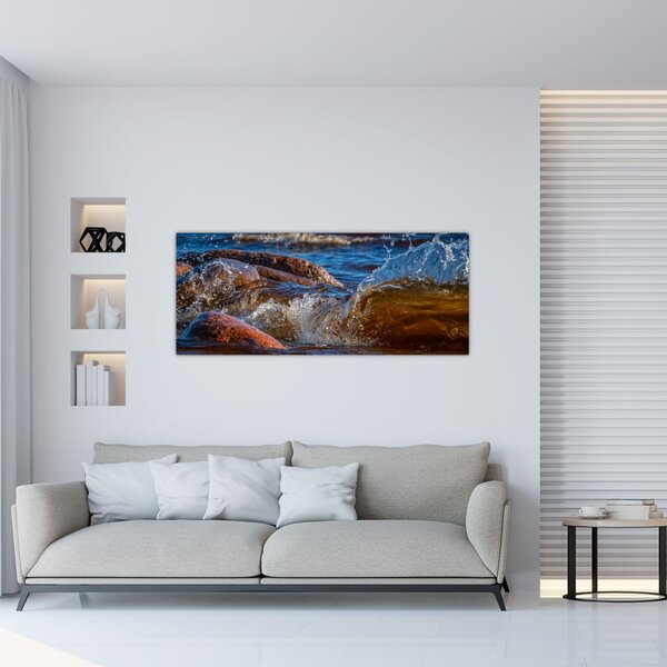 Tablou detailat - apa între pietre (120x50 cm)