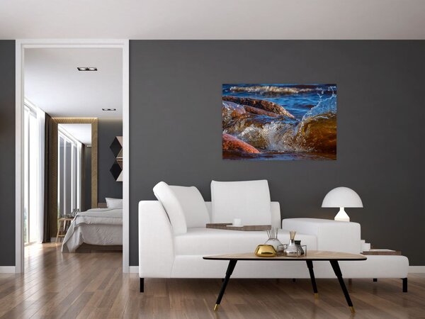 Tablou detailat - apa între pietre (90x60 cm)