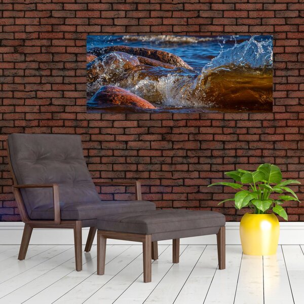 Tablou detailat - apa între pietre (120x50 cm)