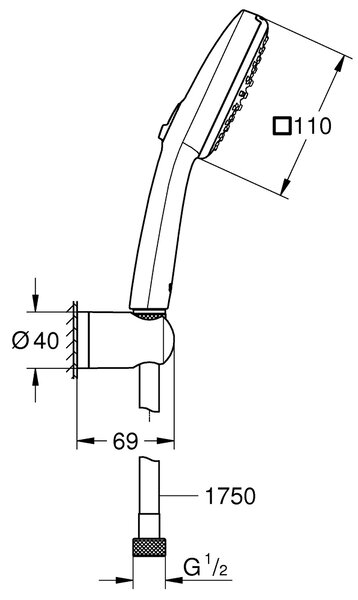 Grohe Vitalio Comfort set de duș perete negru 263992431