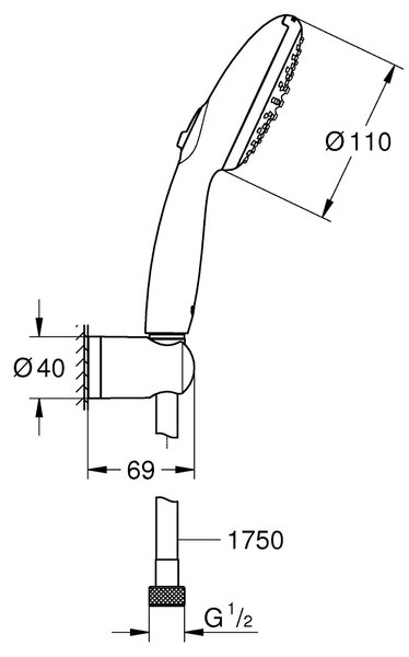 Grohe Vitalio Start set de duș perete negru 279502431