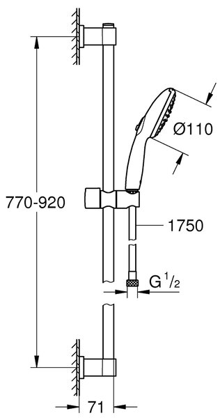 Grohe Vitalio Start set de duș perete negru 269542431