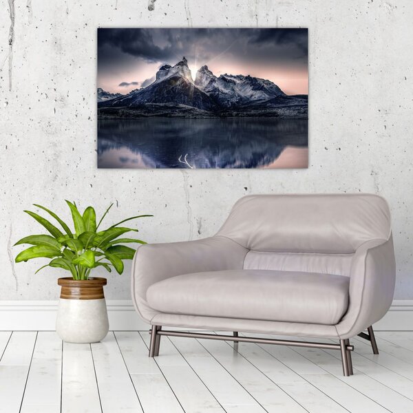 Tablou lacul cu munte (90x60 cm)
