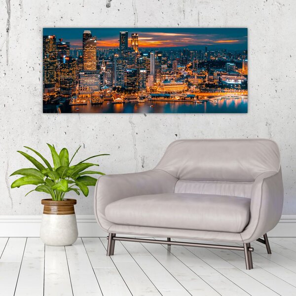 Tablou cu orașul nocturn (120x50 cm)