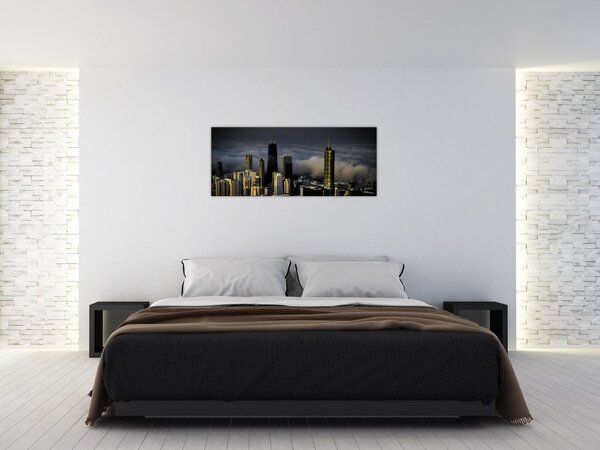 Tablou cu oraș în nori (120x50 cm)