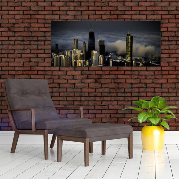 Tablou cu oraș în nori (120x50 cm)