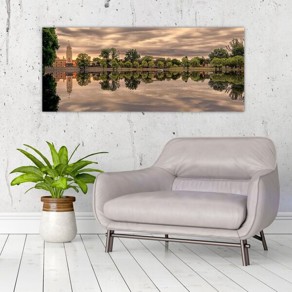 Tablou cu lac și copaci (120x50 cm)
