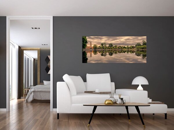 Tablou cu lac și copaci (120x50 cm)