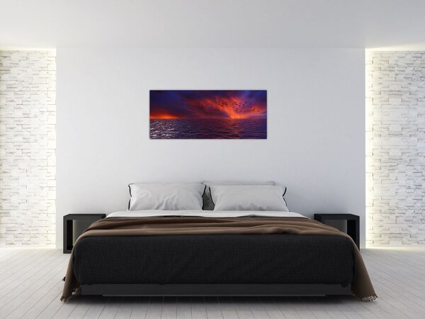 Tablou cu mare și păsări (120x50 cm)