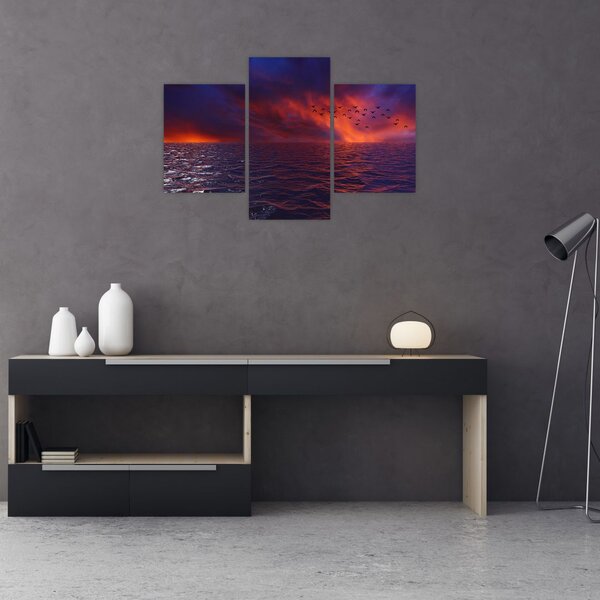 Tablou cu mare și păsări (90x60 cm)