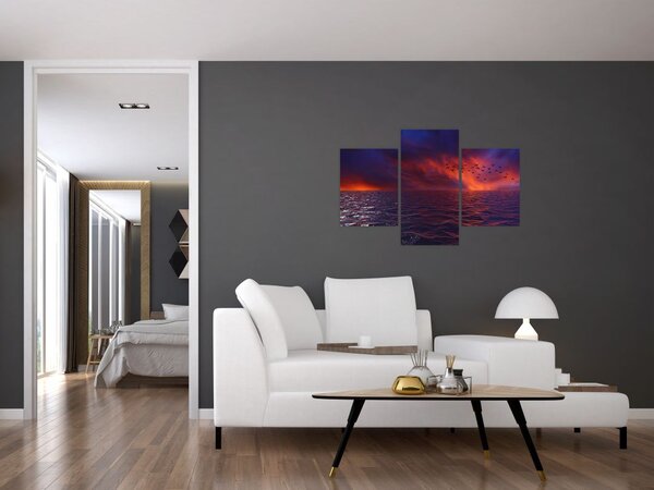 Tablou cu mare și păsări (90x60 cm)