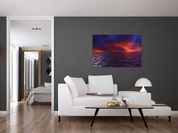 Tablou cu mare și păsări (90x60 cm)