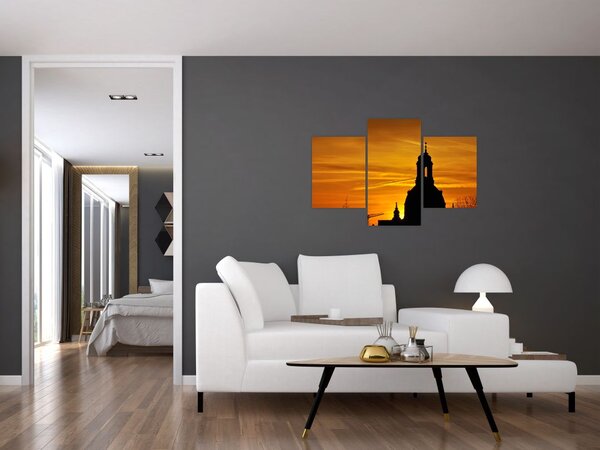 Tablou cu biserică în apus de soare (90x60 cm)