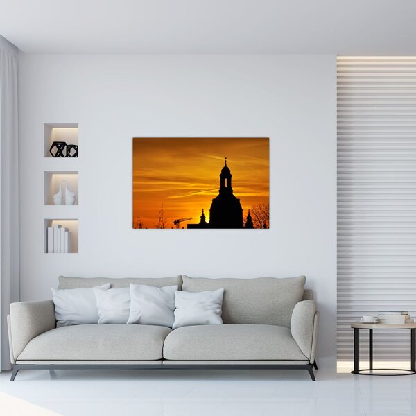 Tablou cu biserică în apus de soare (90x60 cm)
