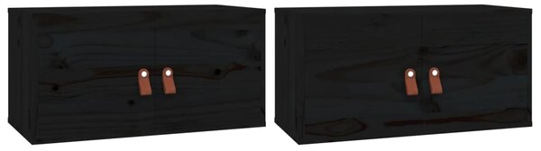 Dulapuri de perete 2 buc. negru 60x30x30 cm lemn masiv de pin
