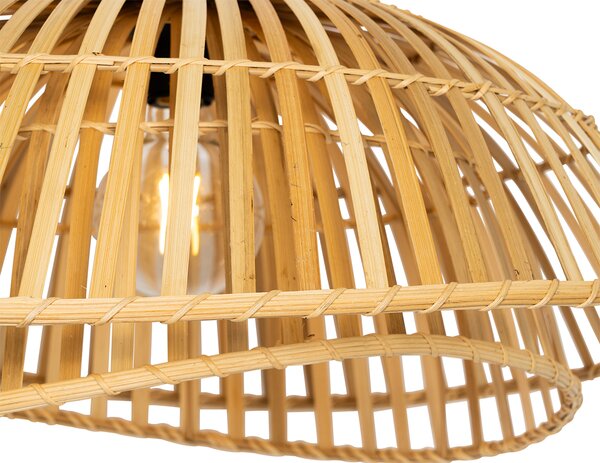 Lampă suspendată orientală neagră cu bambus natural 62 cm - Pua