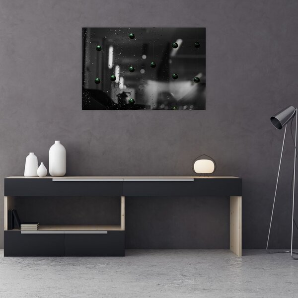 Tablou abstract - bilele verzi (90x60 cm)