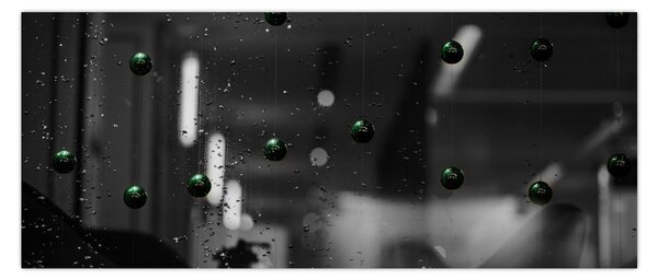 Tablou abstract - bilele verzi (120x50 cm)