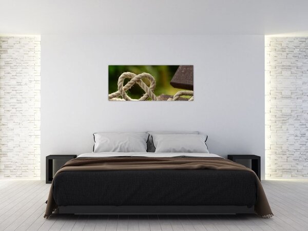 Tablou inima din frânghie (120x50 cm)