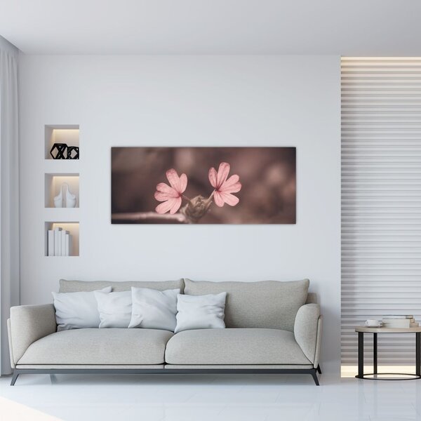 Tablou cu floare roz (120x50 cm)